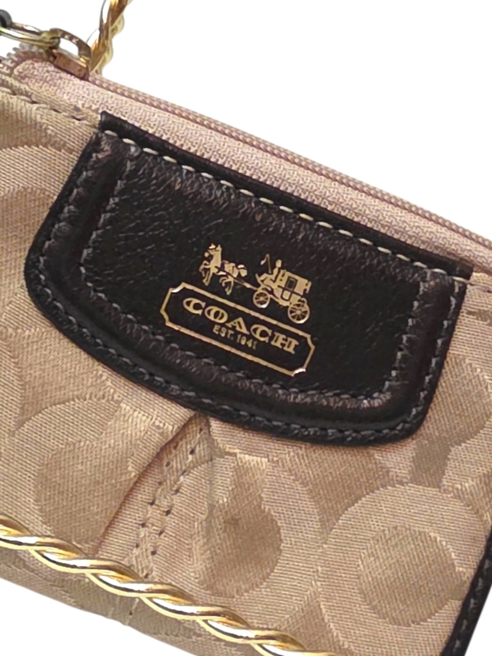 Coach Carriage Collection Cardholder Signature C Coin Purse Khaki Brown - Picture 6 of 11